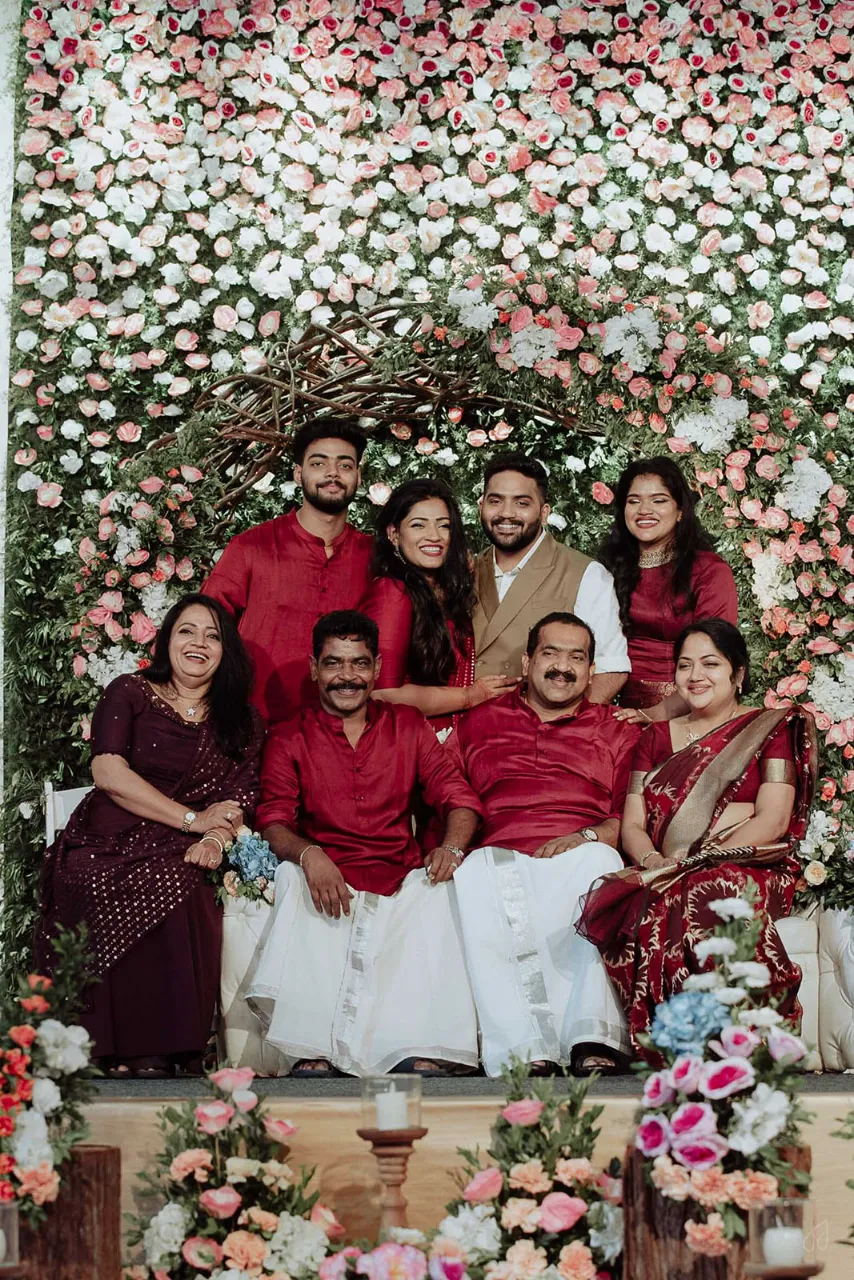 Grand floral arch and stage decor for Dr. Aneeha and Dr. Emil